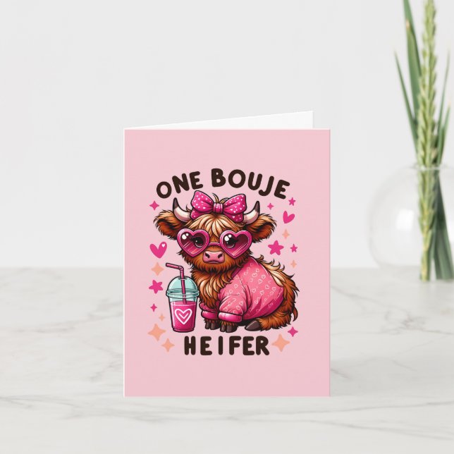 Cartes Pour Fêtes Annuelles One Bouje Heifer - Jolie Saint Valentin Heifer Cow (Devant)