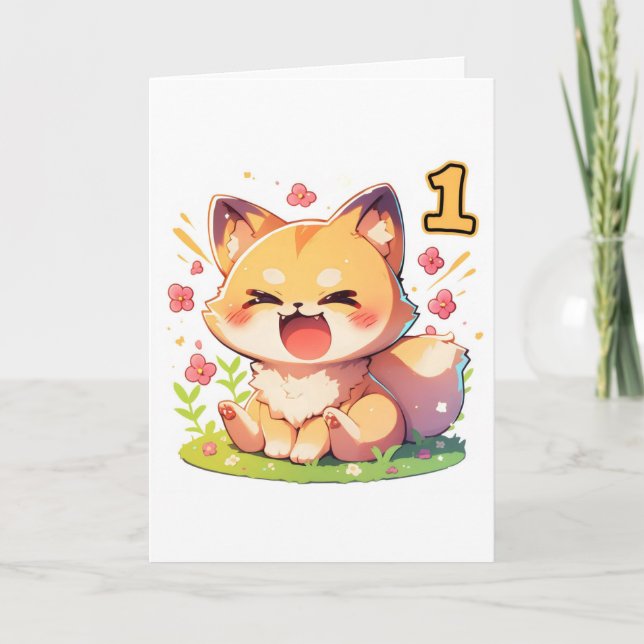 Cartes Pour Fêtes Annuelles One Number Anime Renard (Devant)