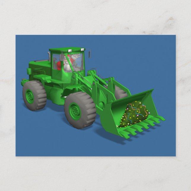 Cartes Pour Fêtes Annuelles Opérateur du bulldozer du Père Noël (Devant)