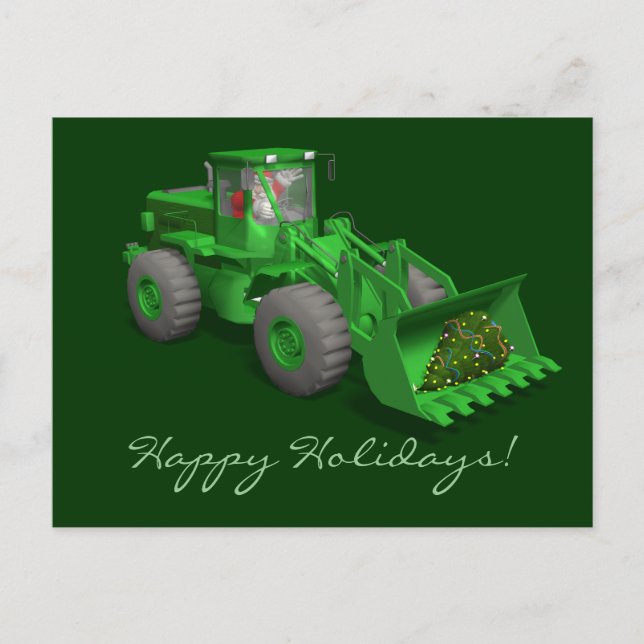 Cartes Pour Fêtes Annuelles Opérateur du bulldozer du Père Noël (Devant)