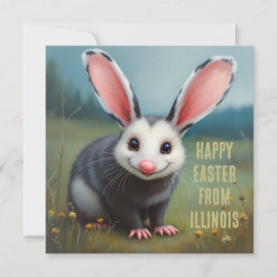 Cartes Pour Fêtes Annuelles Opossum avec oreilles de lapin