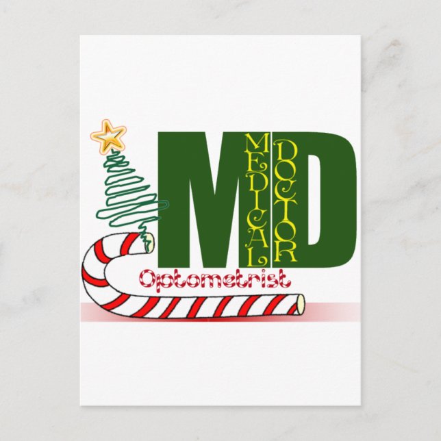 CARTES POUR FÊTES ANNUELLES OPTOMÉTRISTE DE NOËL - OPHTALMOLOGISTE (Devant)