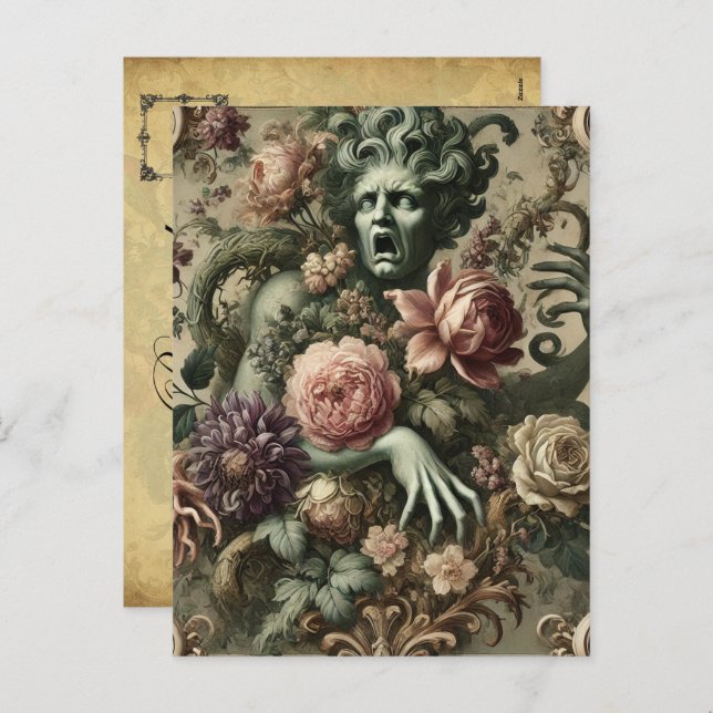 Cartes Pour Fêtes Annuelles Opulence Opatique - Gothique Floral Baroque (Devant / Derrière)