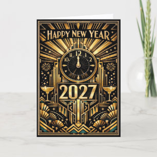Cartes Pour Fêtes Annuelles Or Art Déco Nouvelle Année 2027