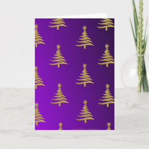 Cartes Pour Fêtes Annuelles Or d'arbres de Noël sur le pourpre