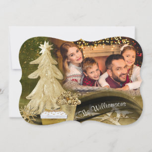 Cartes Pour Fêtes Annuelles Or dentelle de Noël Arbre Fantastique Coupe Photo