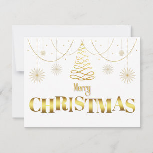 Cartes Pour Fêtes Annuelles Or et blanc simple Noël scintillant