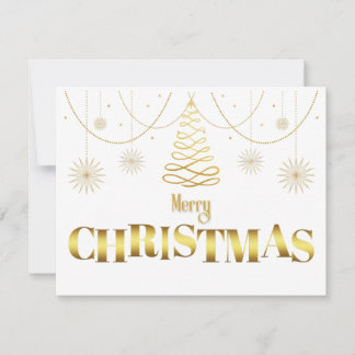 Cartes Pour Fêtes Annuelles Or et blanc simple Noël scintillant
