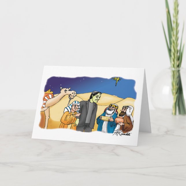 Cartes Pour Fêtes Annuelles Or, frankenstein et Myrrh (Devant)