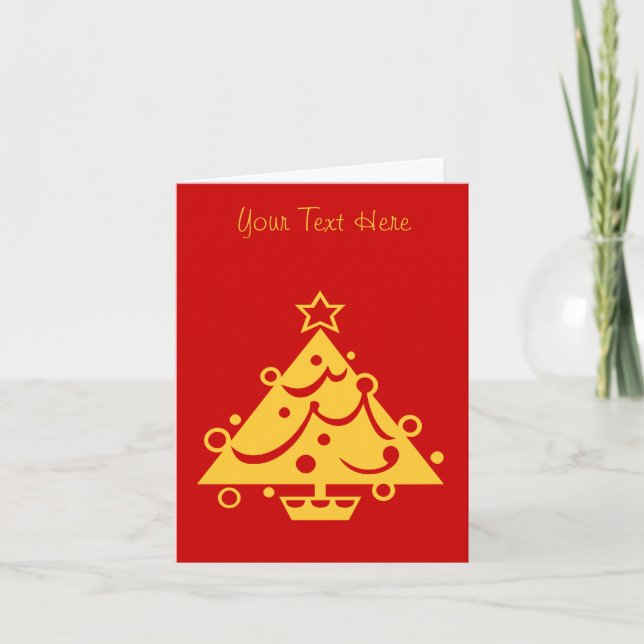 Cartes Pour Fêtes Annuelles or noël arbre design graphique rouge (Devant)