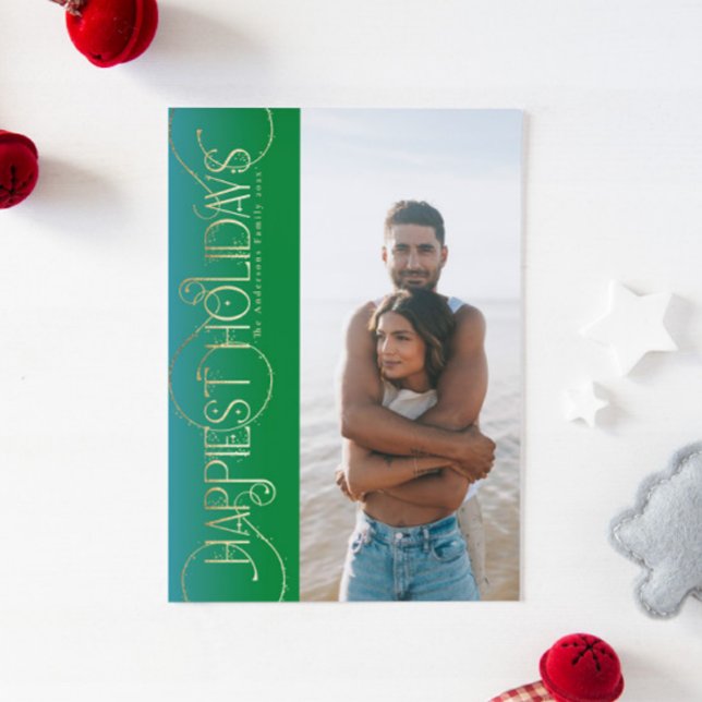 Cartes Pour Fêtes Annuelles or noël tournois vert photo HAPPIEST (Créateur téléchargé)