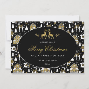 Cartes Pour Fêtes Annuelles Or Noir Doré Motif Hivernal