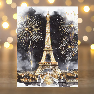 Cartes Pour Fêtes Annuelles Or Noir Paris Tour Eiffel Bonne Année