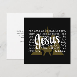 Cartes Pour Fêtes Annuelles Or Noir POUR NOUS JÉSUS Noël