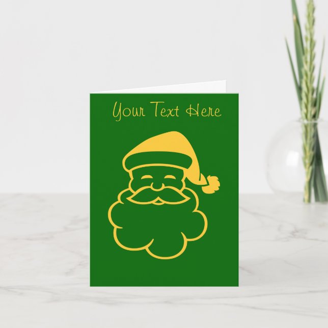Cartes Pour Fêtes Annuelles or père Noël design graphique vert (Devant)