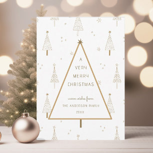 Cartes Pour Fêtes Annuelles Or Simple Très Joyeux Arbre de Noël Plat