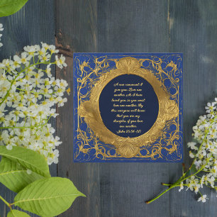 Cartes Pour Fêtes Annuelles Or sur Sapphire Cercle Frame Bible Verse