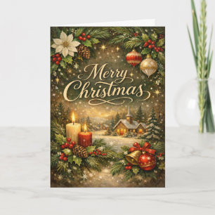 Cartes Pour Fêtes Annuelles Or vintage doré Joyeux Noël d'hiver