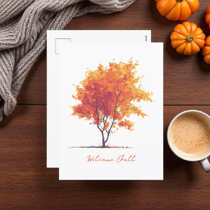 Cartes Pour Fêtes Annuelles Orange Arbre d'automne Aquarelle moderne