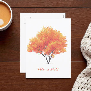 Cartes Pour Fêtes Annuelles Orange Arbre d'automne Aquarelle moderne