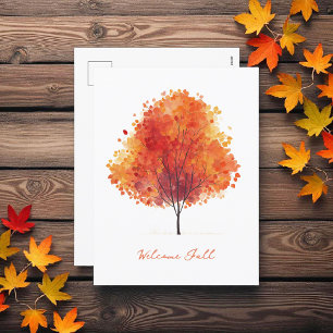 Cartes Pour Fêtes Annuelles Orange Arbre d'automne Aquarelle moderne