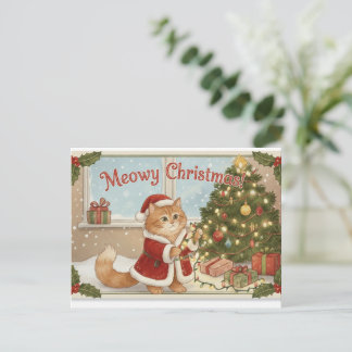 Cartes Pour Fêtes Annuelles Orange Cat Holiday Postcard