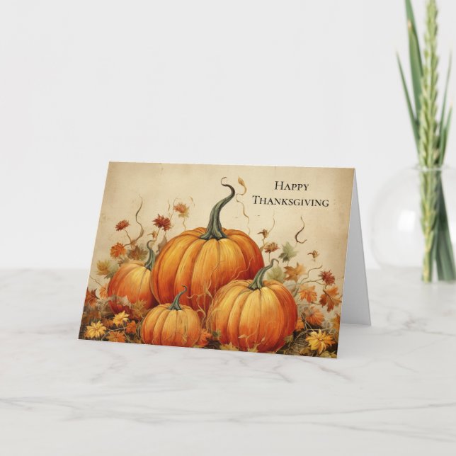 Cartes Pour Fêtes Annuelles Orange Citrouille Russe Automne Thanksgiving (Devant)