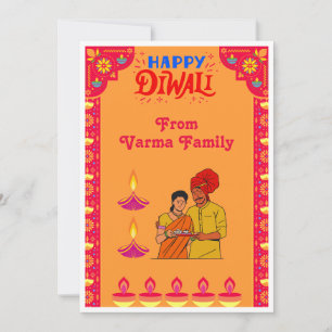 Cartes Pour Fêtes Annuelles Orange Happy Diwali décoré