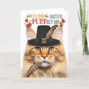 Cartes Pour Fêtes Annuelles Orange Maine Coon Cat Grateful pour PURRkey Day