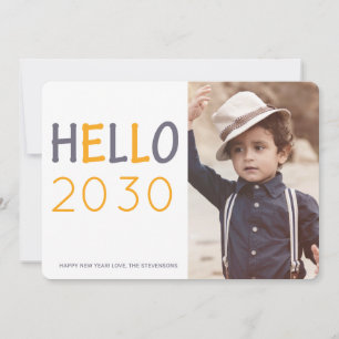 Cartes Pour Fêtes Annuelles orange moderne Bonjour 2019 photo de typographie d