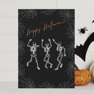 Cartes Pour Fêtes Annuelles Orange Noir Blanc Squelettes Danseurs Halloween