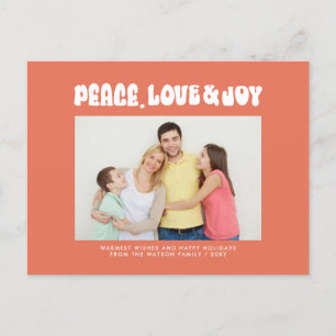 Cartes Pour Fêtes Annuelles Orange Retro Super Peace Love Jove Photo