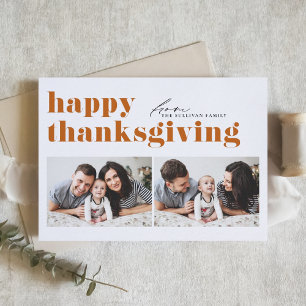 Cartes Pour Fêtes Annuelles Orange Retro Typographie Bon thanksgiving photo