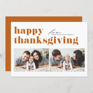 Cartes Pour Fêtes Annuelles Orange Retro Typographie Bon thanksgiving photo