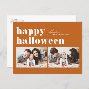 Cartes Pour Fêtes Annuelles Orange Retro Typographie Joyeux Halloween Deux Pho