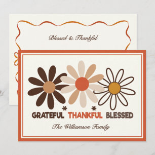Cartes Pour Fêtes Annuelles Orange rustique automnal floral retro remerciement