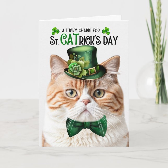Cartes Pour Fêtes Annuelles Orange Tabby Chat St CATrick's Day Charmant (Devant)