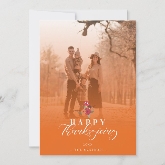 Cartes Pour Fêtes Annuelles Orange Transparence Thanksgiving Photo de la famil (Devant)