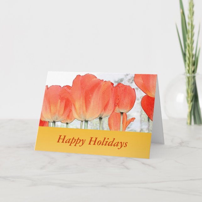 Cartes Pour Fêtes Annuelles orange tulip flowers happy holiday greeting (Devant)