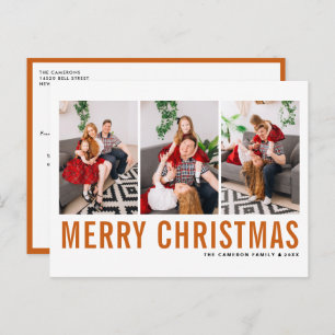 Cartes Pour Fêtes Annuelles Orange Typographie Joyeux Noël Photo Collage