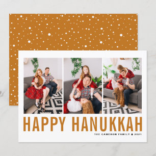 Cartes Pour Fêtes Annuelles Orange Typographie Photo Collage Happy Hanoukka