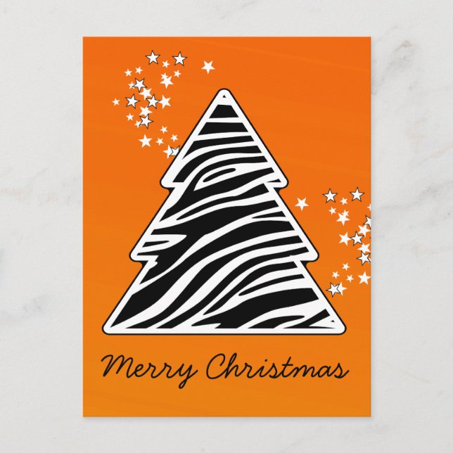 Cartes Pour Fêtes Annuelles Orange Zebra Christmas Tree (Devant)