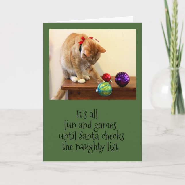 Cartes Pour Fêtes Annuelles OrangeTabby Chat être coquin (Devant)