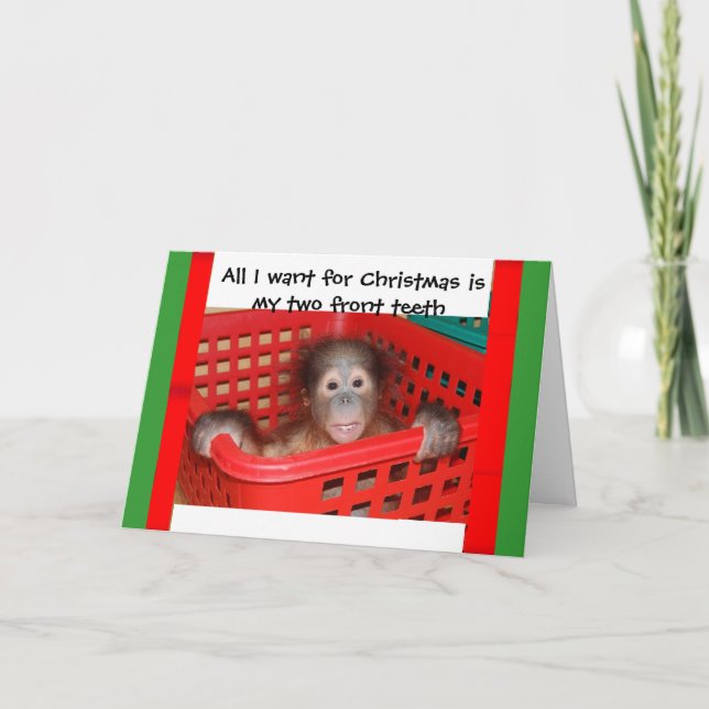 Cartes Pour Fêtes Annuelles Orangutan Baby Carol de Noël (Devant)