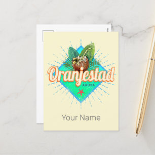 Cartes Pour Fêtes Annuelles Oranjestad Aruba Retro Souvenir des Caraïbes Vinta