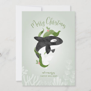 Cartes Pour Fêtes Annuelles Orca Christmas Flat Holiday Card