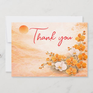 Cartes Pour Fêtes Annuelles Orchid Thank You Card – Warm Orange Floral Design