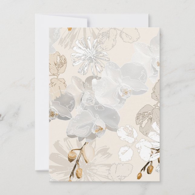 Cartes Pour Fêtes Annuelles Orchidées blanches sur une crème légère (Devant)