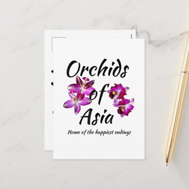 Cartes Pour Fêtes Annuelles Orchidées d'Asie (Devant/Arrière en situation)