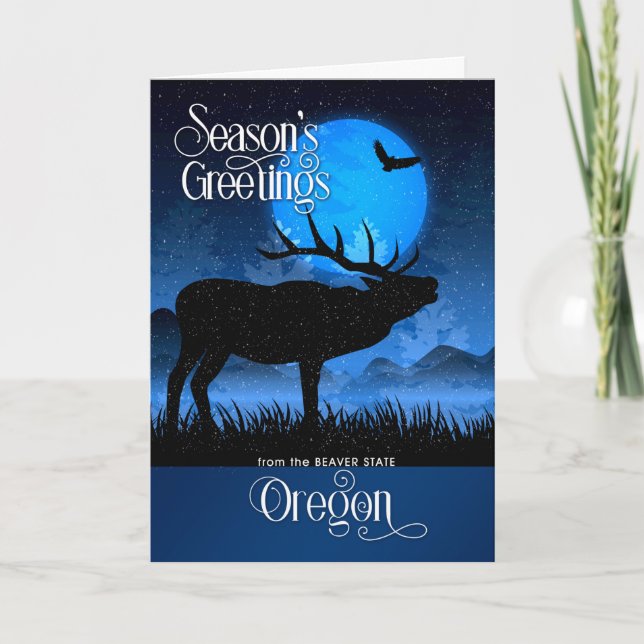 Cartes Pour Fêtes Annuelles Oregon Le Beaver Etat Bonnes Fêtes Moose (Devant)